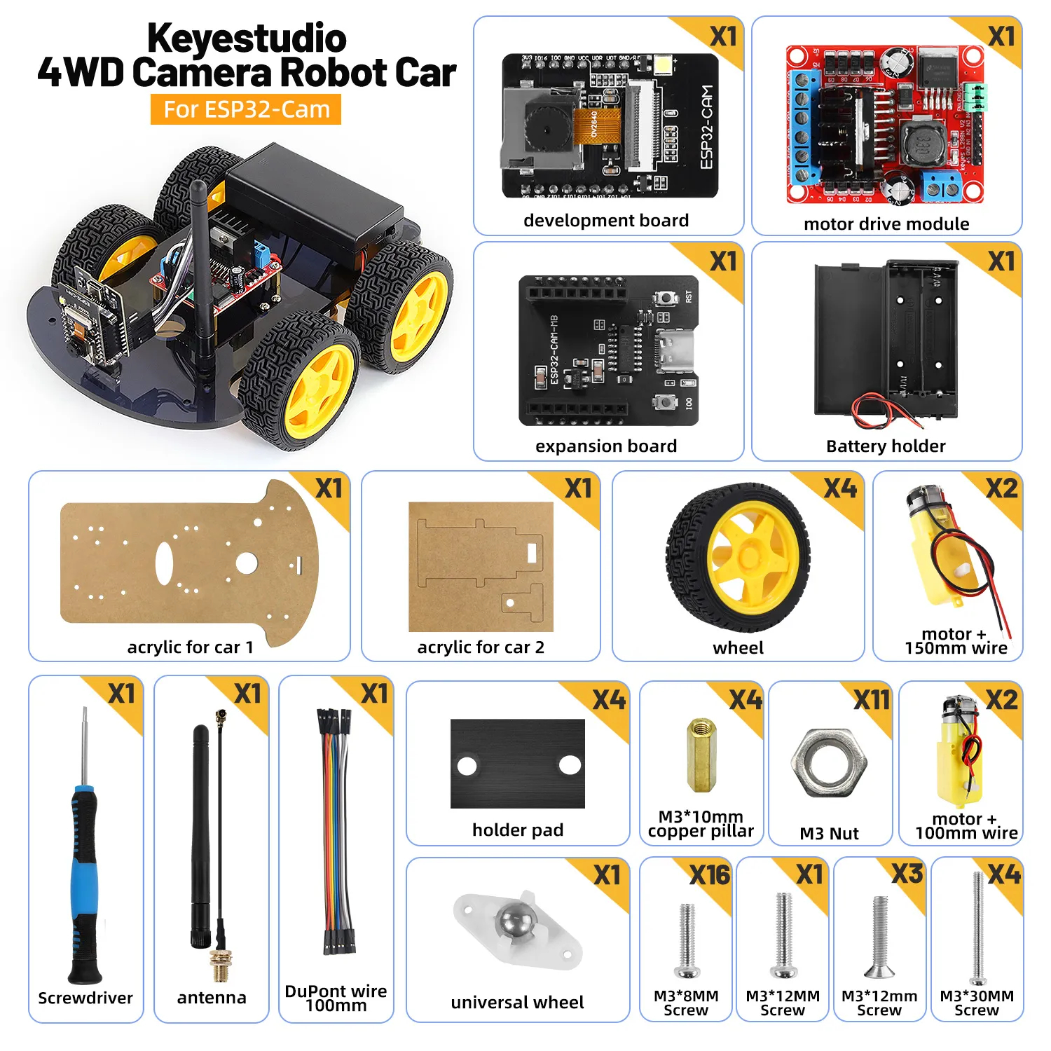 Робот-автомобиль 4WD с камерой ESP32-CAM для Arduino  от магазина ArdStudio в Москве