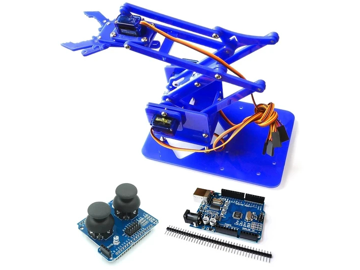 Программируемый робот-манипулятор YoufangSmart SG90 MG90S синий для Arduino  от магазина ArdStudio в Москве